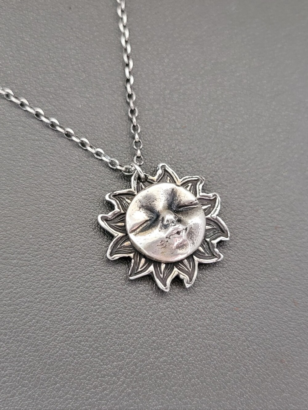 Heidi J. Hale Sterling Silver You Are My Sunshine Sun Face Pendant Necklace